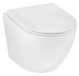 Унітаз підвісний безобідковий Kroner Harz WHI493736 RIMLESS з сидінням Slim Duroplast / Soft-close / Quick relase (KH493736WHIR) (CV029609)
