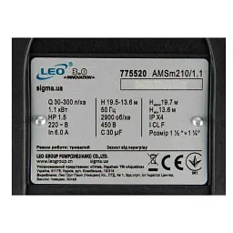 Насос відцентровий 0.75кВт Hmax 16.8м Qmax 300л/хв (нерж) LEO 3.0 (775519) - мініатюра 4