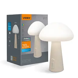 LED лампа настiльна з акумулятором VIDEX VL-TF25BG 4W 3000-6500K+RGB Beige VIDEX (29236-000)