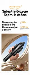 ТЕСТ Телескопічна селфі-палиця зі штативом UGREEN LP1017 до 1,65 м зі знімним акумуляторним Bluetooth-пультом з керуванням фото й відеозаписом та масштабом і гортанням та відтворенням і гучністю з автоматичним розкриттям ніжок при встановленні на землю для смартфонів 4–7,2″ з кріпленням 1/4″ для камер з холодним башмаком для мікрофона або освітлення для горизонтальної та вертикальної зйомки й зйомки вниз з дистанційним керуванням до 10 м з металевими розпірками 28,5 см у складеному стані чорна (95732) - мініатюра 9