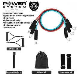 Набір трубчастих еспандерів (3 шт.) Power system 11.34/15.88/22.68 кг fit0011660 - мініатюра 7