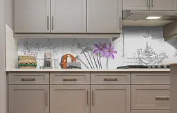Кухонний фартух Перли Фіолетові Квіти вінілова наклейка для кухні ПВХ Абстракція Сірий Happy Pocket Z181375 - мініатюра 5