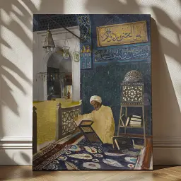 Інтер'єрна картина Читання Корану, Осман Хамді Бей, Osman Hamdi Bey, Reciting the Quran, релігійний декор, 60×45 см (id6962)