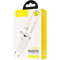 Зарядний пристрій Hoco 1USB C37A 2.4A White + USB Cable Type-C - мініатюра 2
