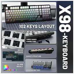 Клавіатура Attack Shark X98 RGB Wireless/Bluetooth/USB UA Moonlight Night (X98ML_AS) - мініатюра 5