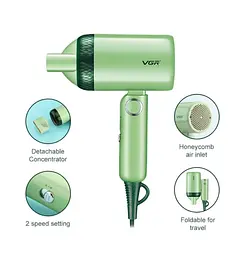 Фен складаний VGR V-421 Green - мініатюра 4