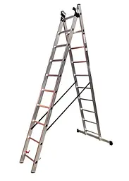 Драбина алюмінієва трисекційна GTM KME310 3x10 сходинок 2.72-6.5м (KME310) (39947) - мініатюра 2