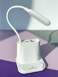 Рожева Акумуляторна настільна LED лампа Bionic Desk Lamp c USB виходом, органайзером та підставкою для смартфона - мініатюра 2