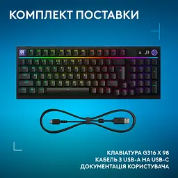 Клавіатура Logitech G316 X TKL USB UA Black (920-014205) - мініатюра 11