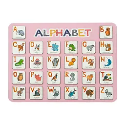 Дерев'яна абетка-вкладиш англійська ALPHABET 3240-03-001 рожева 29х39 см