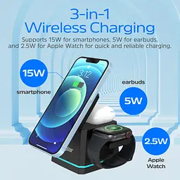 Зарядний пристрій 15W 3-in-1 Magnetic Wireless Fast Charger black Energizer - мініатюра 5