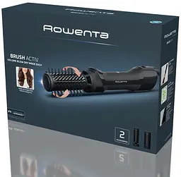 Фен-щітка Rowenta Renewal Brush Active, 1000Вт, 3 режими, іоніз-я, хол. обдув, обгорт. насадка, 2 насадки, кераміка, чорний - мініатюра 6