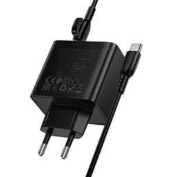 МЗП Borofone BAS17A Erudite PD65W+QC3.0 (1USB-A/1C) + кабель Type-C to Type-C Black - мініатюра 7