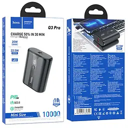 Портативний ЗП Power Bank Hoco Q3 Pro 22.5W+PD20W 10000 mAh Black - мініатюра 6