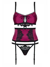 Комплект білизни Obsessive 861-SEG-5 set, S/M (вишневий)