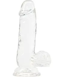 Прозорий фалоімітатор з присоскою Addiction Crystal Clear Dildo with Balls 6, 10.1х3.8 см