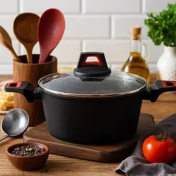 Каструля з кришкою з термоіндикатором Edenberg EB-13097 28 см 6.5 л чорна