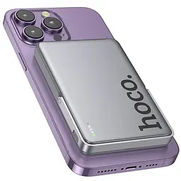 Портативний ЗП Power Bank Hoco Q36 Sunlight magnetic suction+holder PD20W з БЗП 5000 mAh Metal grey - мініатюра 5