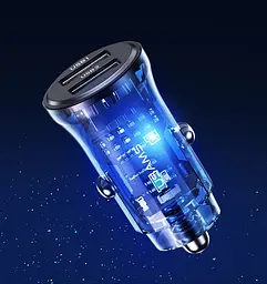Автомобільний зарядний пристрій Usams 15W роз’єми USB та USB Чорний (6958444901244) - мініатюра 5