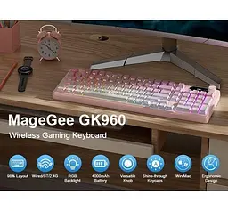 Клавіатура MageGee GK960 RGB Wireless (6971969729032) Pink/White (G-000004398) - мініатюра 3