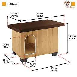 Будиночок для собак Ferplast Kennel Baita 60 67×53×55,5 см 87014000 - мініатюра 2