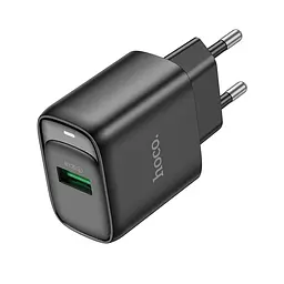 Сітчастий зарядний пристрій HOCO C140A Smart single port QC3.0 charger(EU) чорний - мініатюра 2