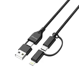 Дата кабель USB-C + USB-A to Lightning + Micro 5P + USB-C 1.0m 2.4-3A black Grand-X (PX-41B) - мініатюра 3