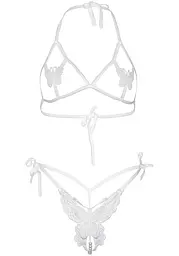 Еротичний комплект з відкритою чашкою Leg Avenue Open cup bra and pearl panty One Size White - мініатюра 5