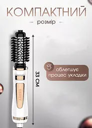 Фен щітка з обертанням Kemei, фен для волосся, фен-щітка браш для об'єму, браш, 800 Вт - мініатюра 9