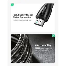 Кабель Ugreen HDMI to HDMI V2.1 Braided Cable 3m HD140 [84346] - мініатюра 3