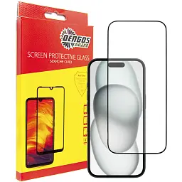 Скло захисне Dengos Full Glue iPhone 15 Pro (black) (TGFG-320) - мініатюра 3