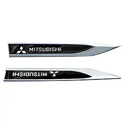 Емблема крила Mitsubishi 2шт 148×18мм чорні (метал)
