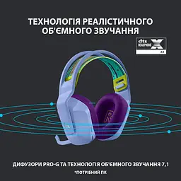 Бездротова гарнітура Logitech G733 Lightspeed Wireless RGB Liliac (981-000890) - мініатюра 10