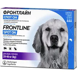 Краплі Boehringer Ingelheim Frontline Spot On від бліх та кліщів для собак 20-40 кг 8.04 мл (3 шт. х 2.68 мл) (159924) - мініатюра 2