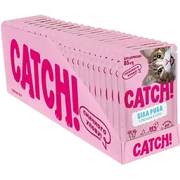 Набір вологий корм Catch! для дороcлих котів з білою рибою та овочами в соусі 2.04 кг (24 шт х 85 г)