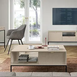 Стіл журнальний Perfect Home Нова / Nova з 2 шухлядами та чорними ніжками L104 Кашемір (PFH-091253) - мініатюра 7