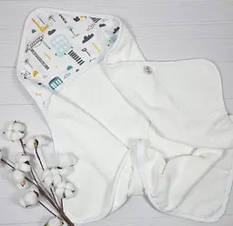 Дитячий рушничок-куточок 80х80 a.l.babybox Машини в місті блакитний Білий - мініатюра 2