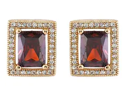 Сережки Xuping Позолота 18K пусети "Червоні фіаніти в обрамленні цирконію" 11х13мм (221453)