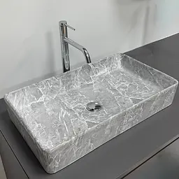 Умивальник VBI Triest grey stone накладний VBI-012716, Мрамор - мініатюра 2