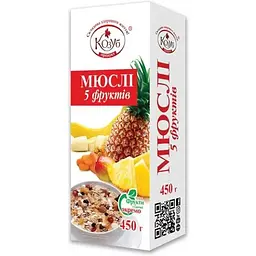 Пластiвцi мюслi Козуб Продукт 450г 5 фруктiв в коробці