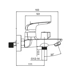 Змішувач для ванни з коротким зливом Koer KB-40008-01 KR3472 Хром - мініатюра 2