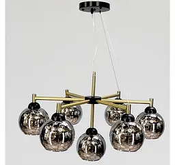 Підвісна люстра Artlight 7020/7 із сімома графітовими скляними плафонами E27, чорний і латунь, від 17-26 м² - мініатюра 2