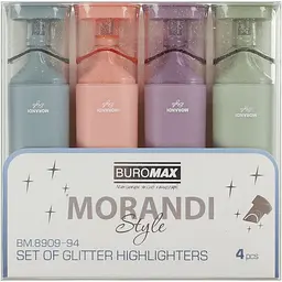 Набір маркерів Buromax Morandi Style Glitter 4 шт. (BM.8909-94)