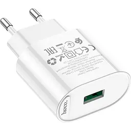 Мережевий зарядний пристрій Hoco C109A Fighter USB-A 18W White (6931474784810) [175321] - мініатюра 3