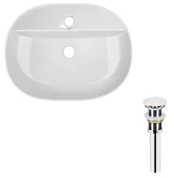 Комплект Qtap Scorpio: Раковина накладна овальна 500x380x120 мм White + Донний клапан PU02 (QT14112202WN47313)