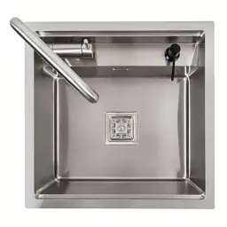 Кухонна мийка Platinum Handmade TZ одночашева зі змішувачем квадратна з нержавіючої сталі 50x50x20 см - мініатюра 6