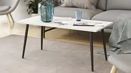 Стіл журнальний Монтана Ferrum-decor 45x100x50 Чорний метал ДСП Білий 16 мм (FRD-106717) - мініатюра 3
