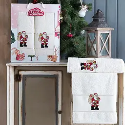 Набір новорічних рушників Gulcan 50x90+70х140 Merry Christmas Beige