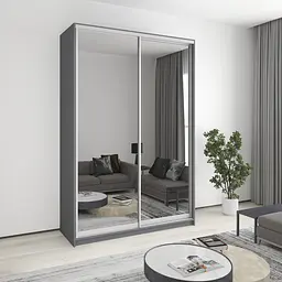 Шафа-купе дводверна MebelStar Комбо AL 2 Дзеркала 160x60x240 см Антрацит (MBS-4185)