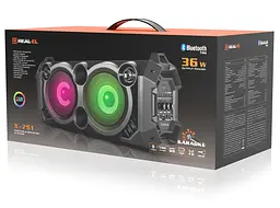 Портативна колонка бумбокс REAL-EL RX751 Boombox 36W Bluetooth TWS, Караоке, RGB, Чорний - мініатюра 11